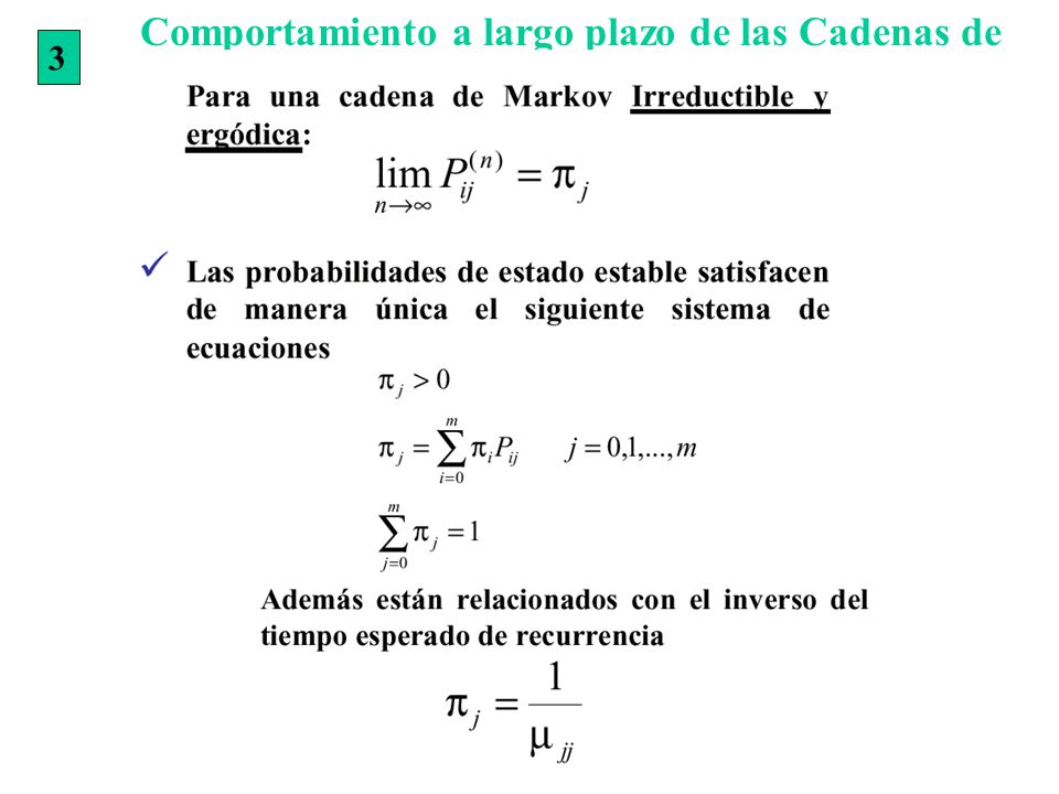 Comportamiento a largo plazo de las Cadenas de Markov
