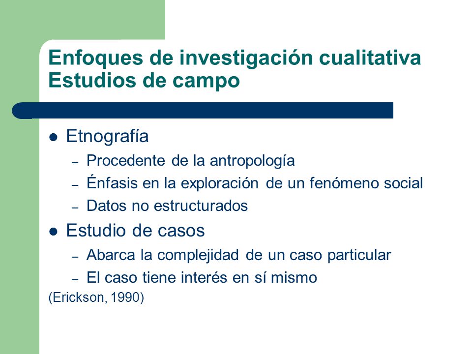 Enfoques de investigación cualitativa Estudios de campo