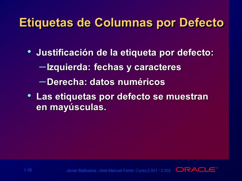 Etiquetas de Columnas por Defecto