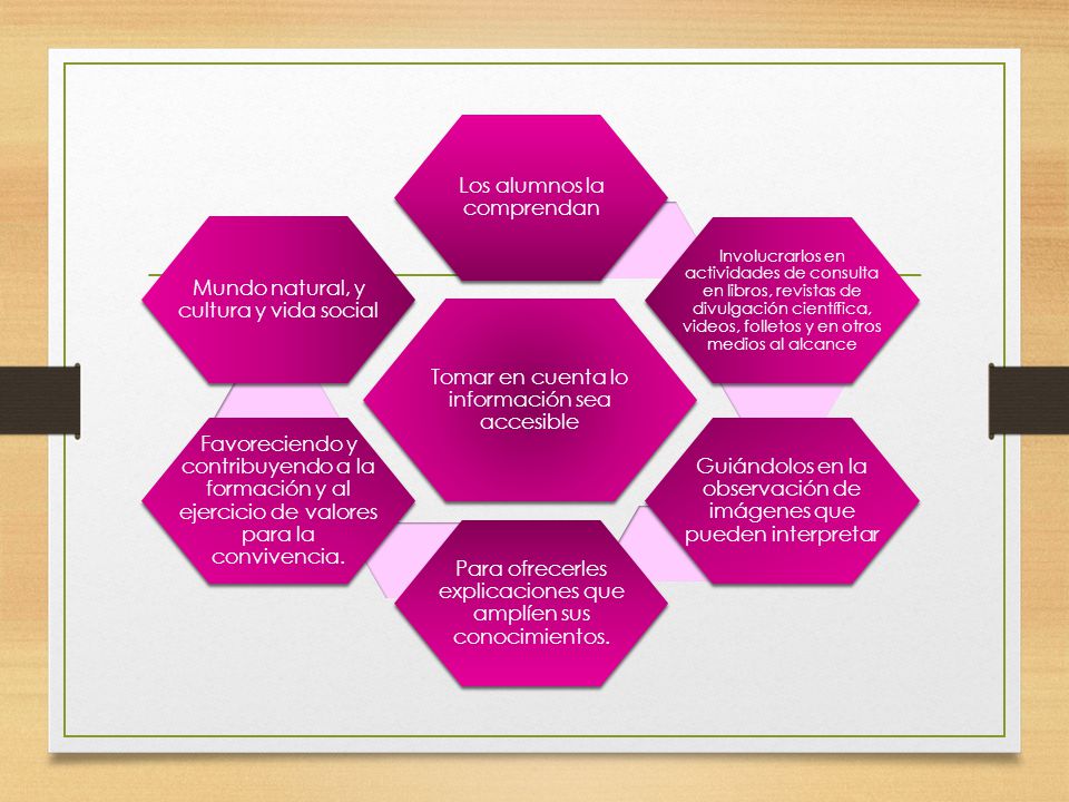 Tomar en cuenta lo información sea accesible Los alumnos la comprendan