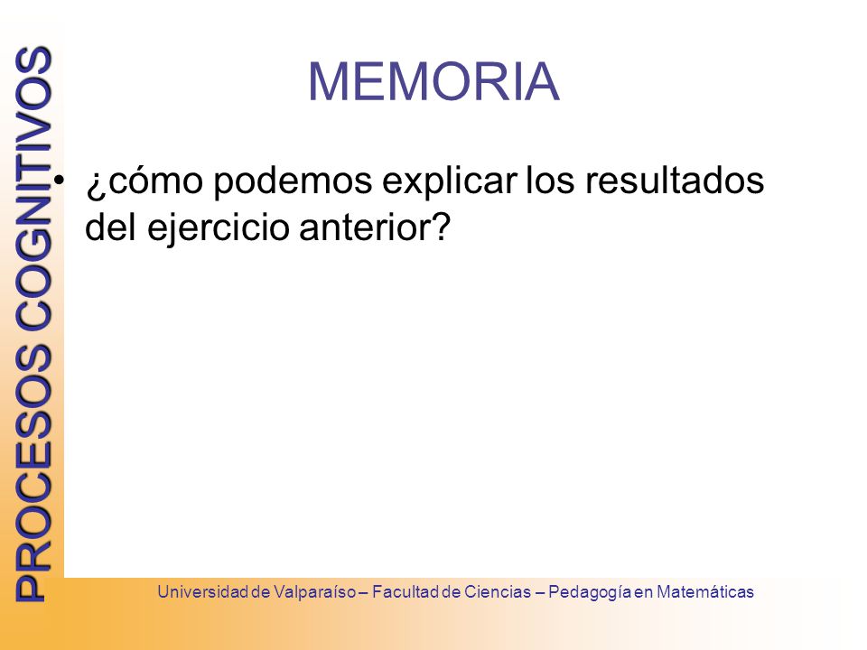 MEMORIA ¿cómo podemos explicar los resultados del ejercicio anterior
