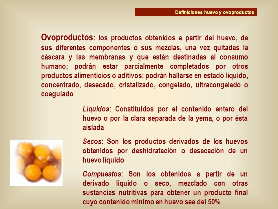 Definiciones huevo y ovoproductos