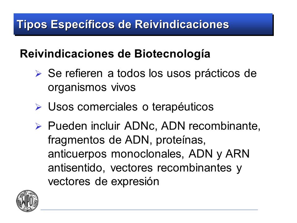 Tipos Específicos de Reivindicaciones