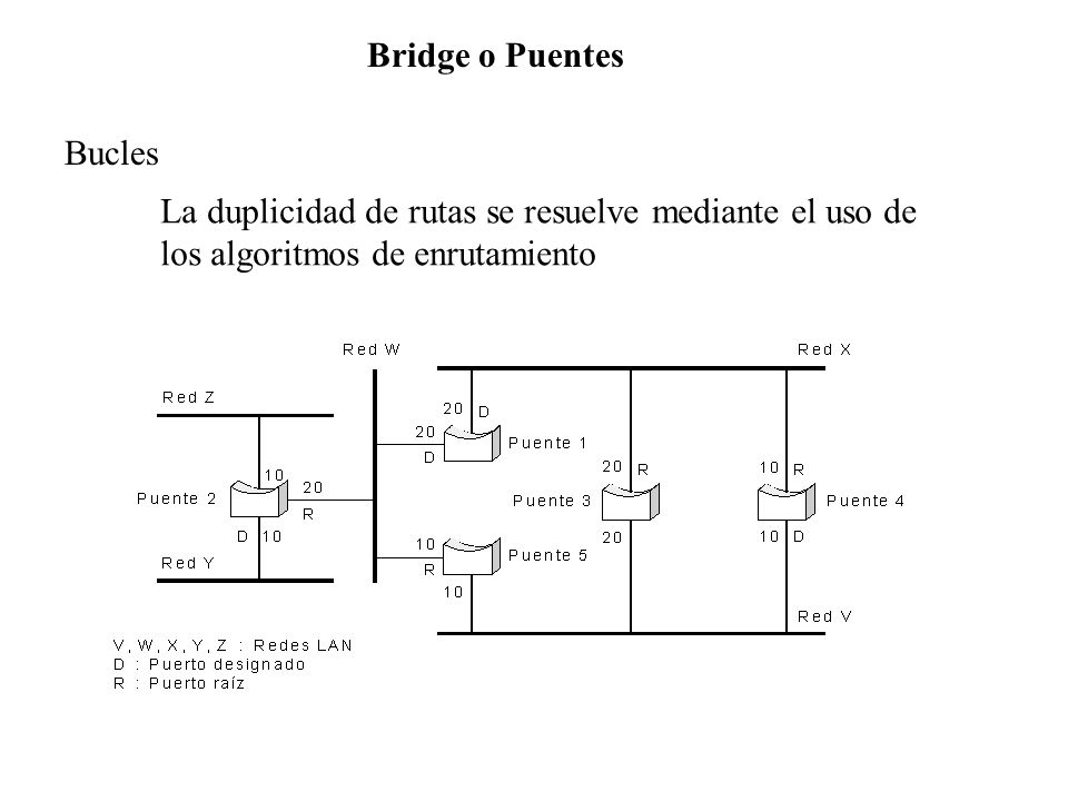 Bridge o Puentes Bucles. La duplicidad de rutas se resuelve mediante el uso de.