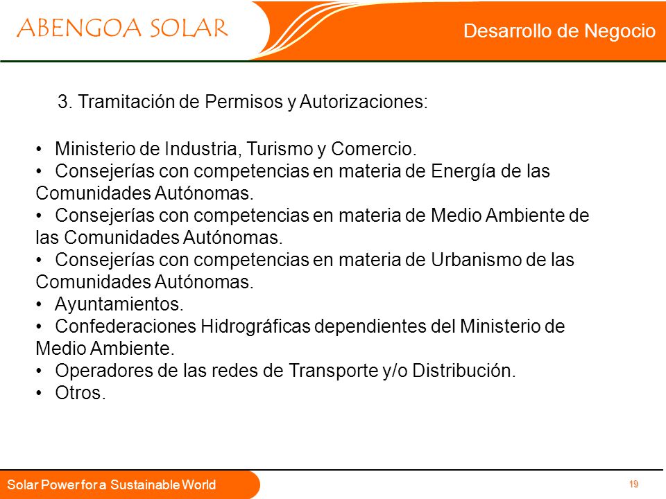 Desarrollo de Negocio 3. Tramitación de Permisos y Autorizaciones:
