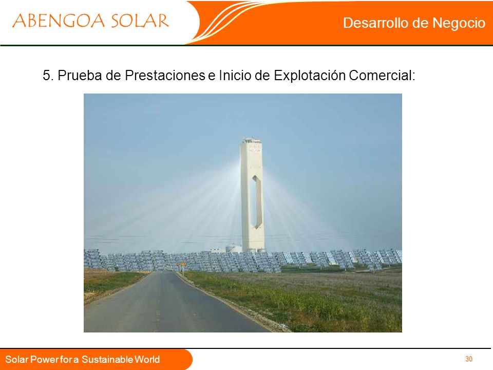 Desarrollo de Negocio 5. Prueba de Prestaciones e Inicio de Explotación Comercial: