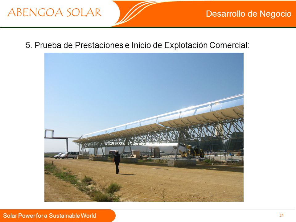 Desarrollo de Negocio 5. Prueba de Prestaciones e Inicio de Explotación Comercial: