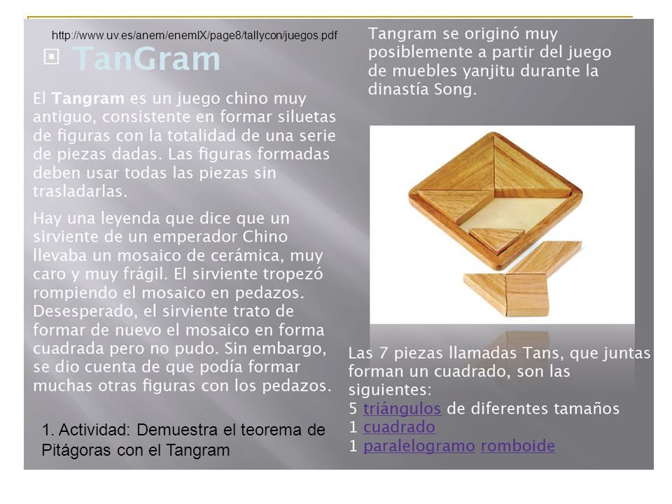 1. Actividad: Demuestra el teorema de Pitágoras con el Tangram