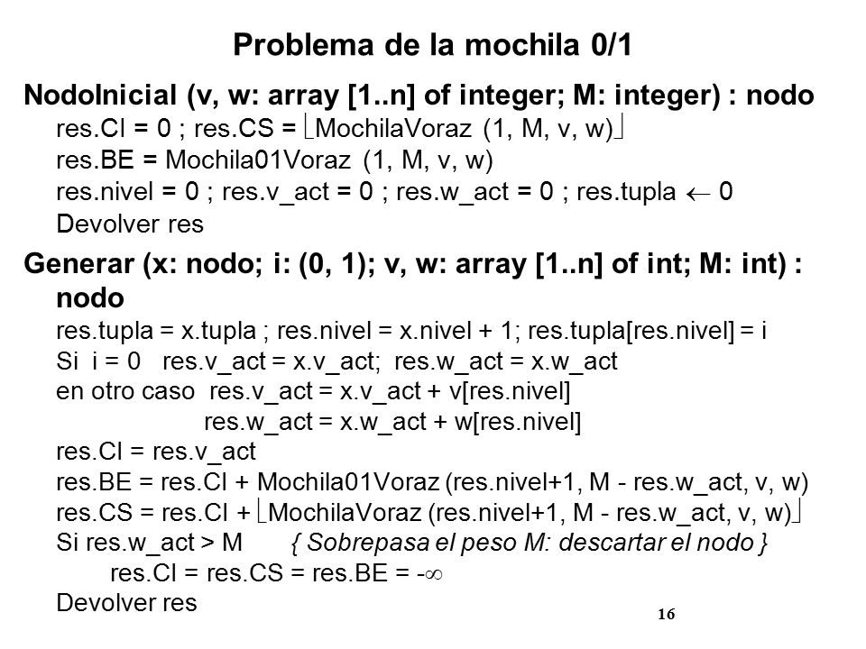 Problema de la mochila 0/1