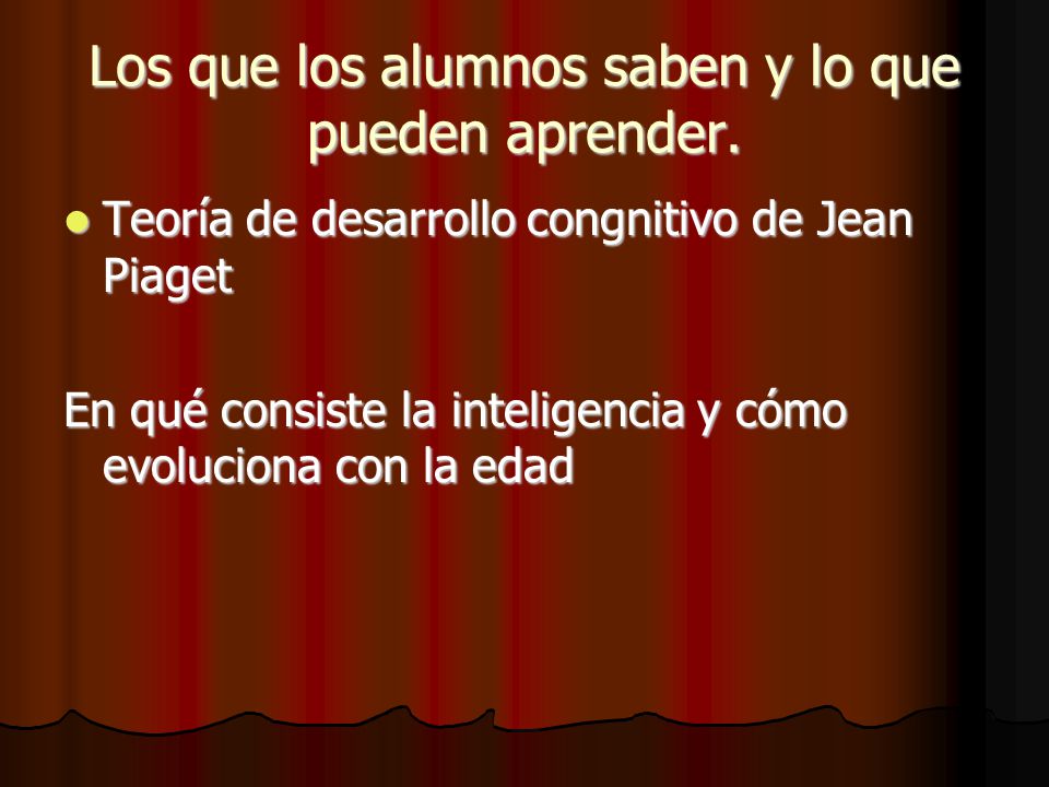 Los que los alumnos saben y lo que pueden aprender.