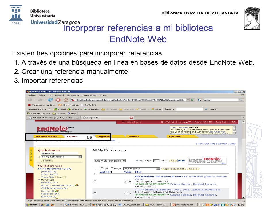 Incorporar referencias a mi biblioteca EndNote Web