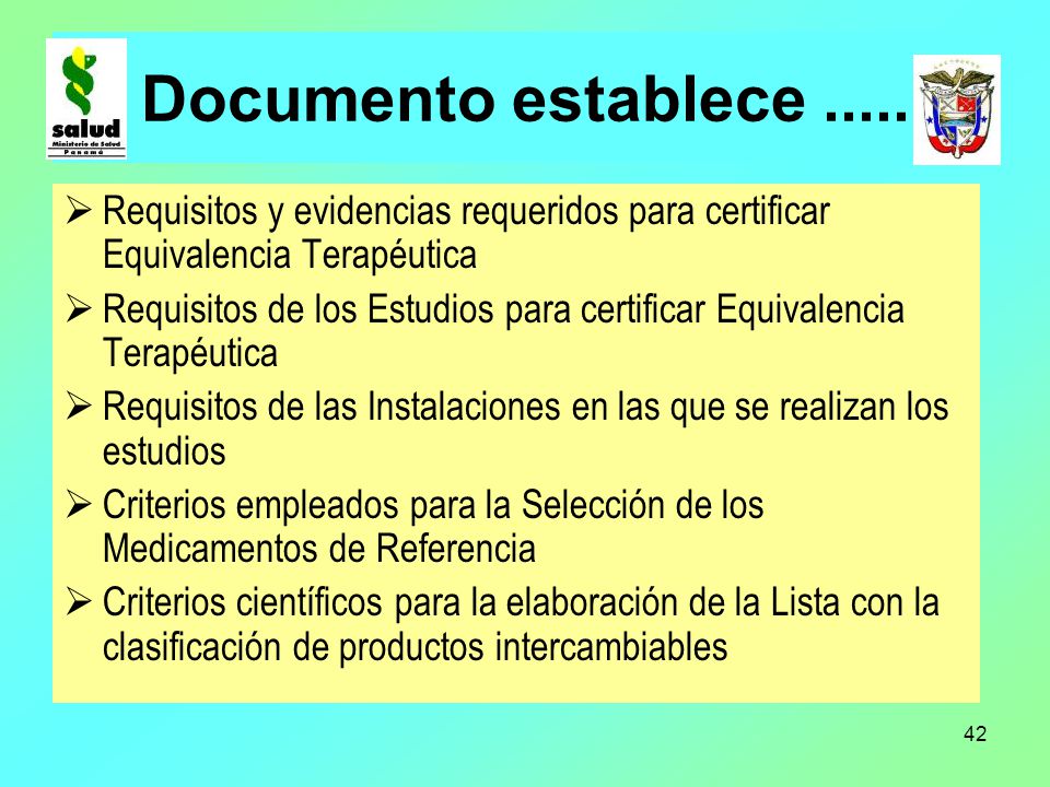 Documento establece Requisitos y evidencias requeridos para certificar Equivalencia Terapéutica.