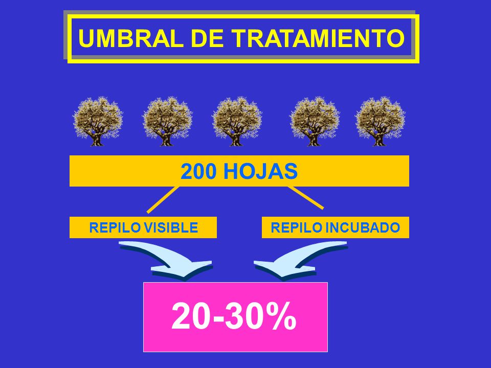 UMBRAL DE TRATAMIENTO 200 HOJAS REPILO VISIBLE REPILO INCUBADO 20-30%