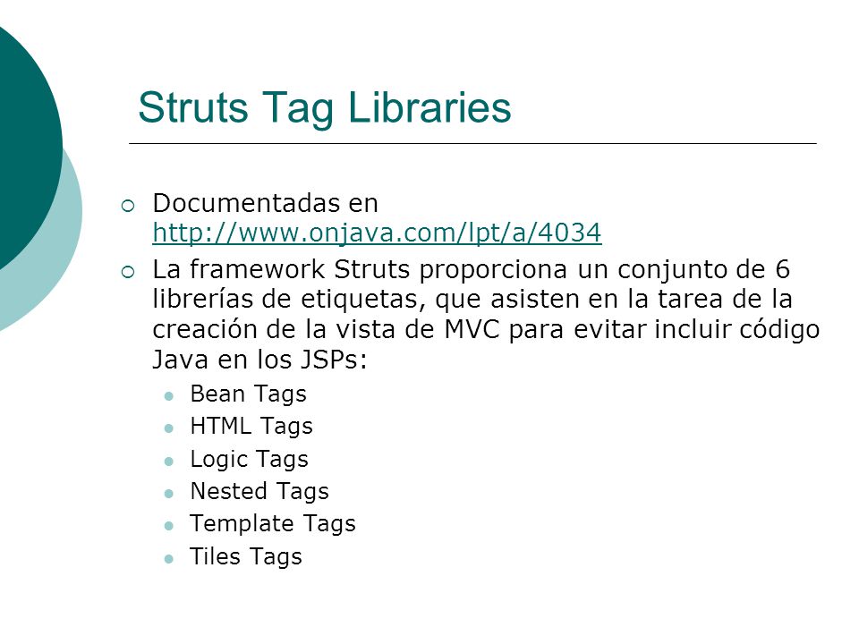 Struts Tag Libraries Documentadas en