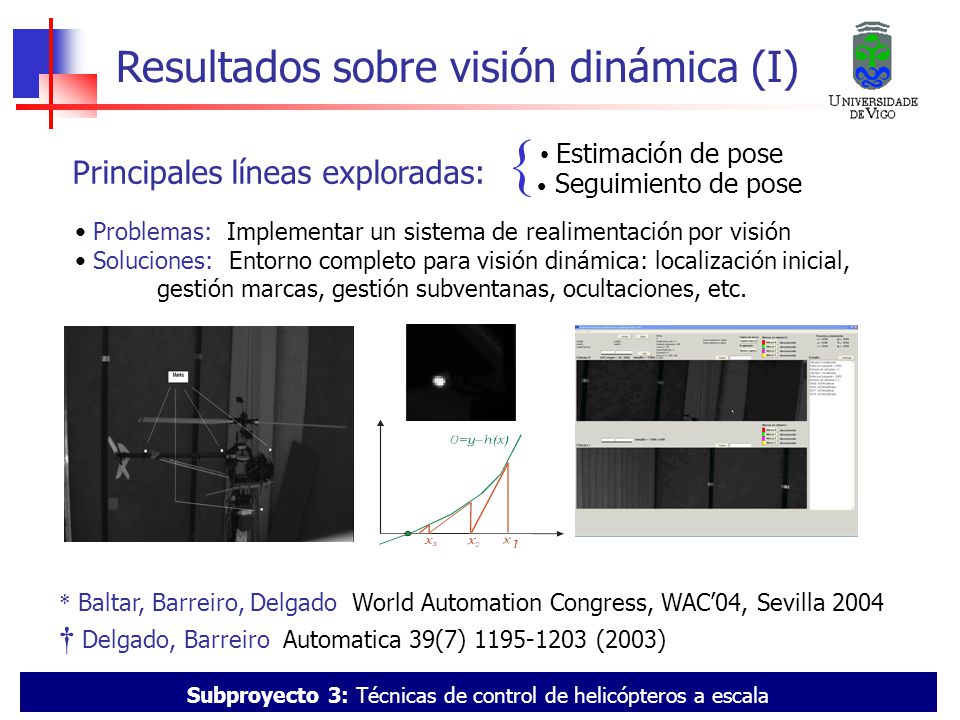 { Resultados sobre visión dinámica (I) Principales líneas exploradas: