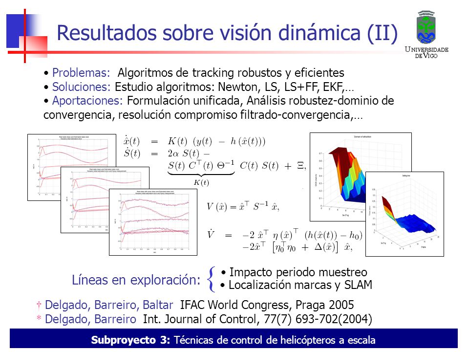 { Resultados sobre visión dinámica (II) Líneas en exploración: