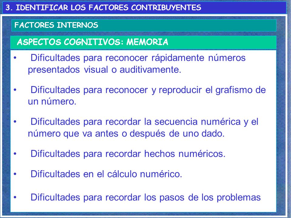 Dificultades para reconocer y reproducir el grafismo de un número.