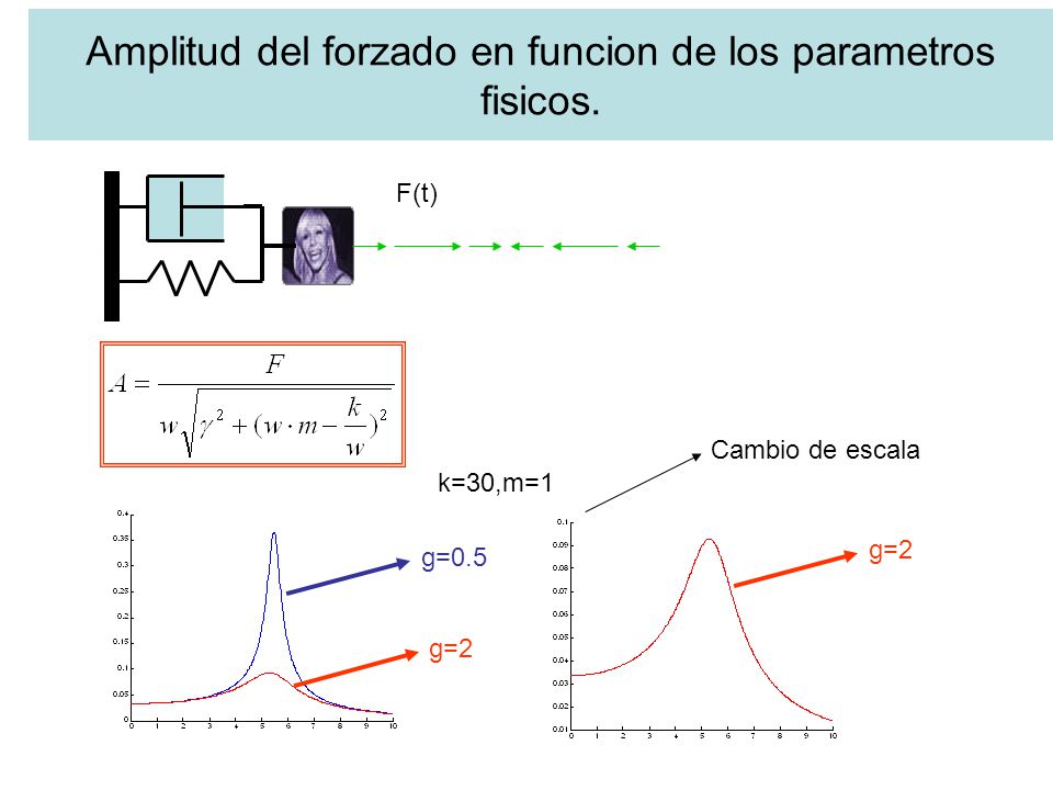 Amplitud del forzado en funcion de los parametros fisicos.