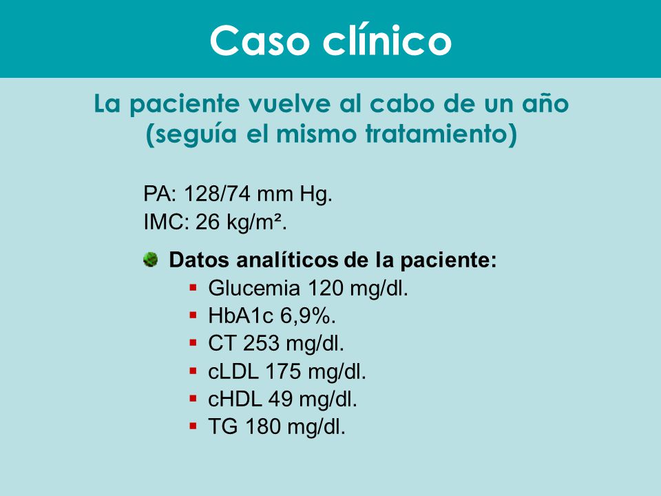 La paciente vuelve al cabo de un año (seguía el mismo tratamiento)