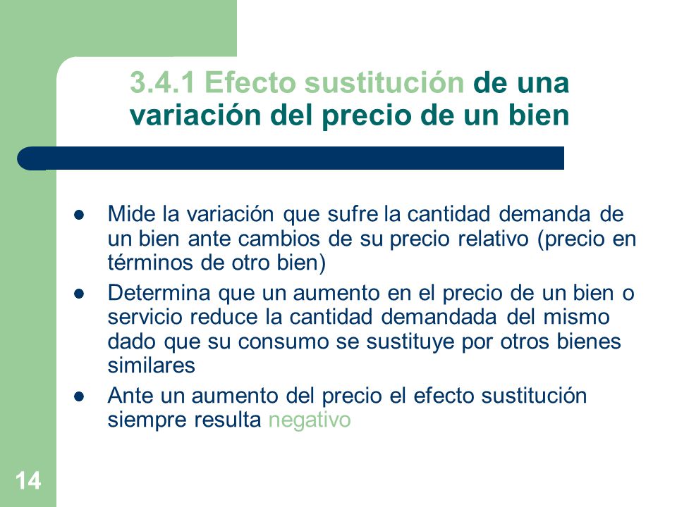 3.4.1 Efecto sustitución de una variación del precio de un bien