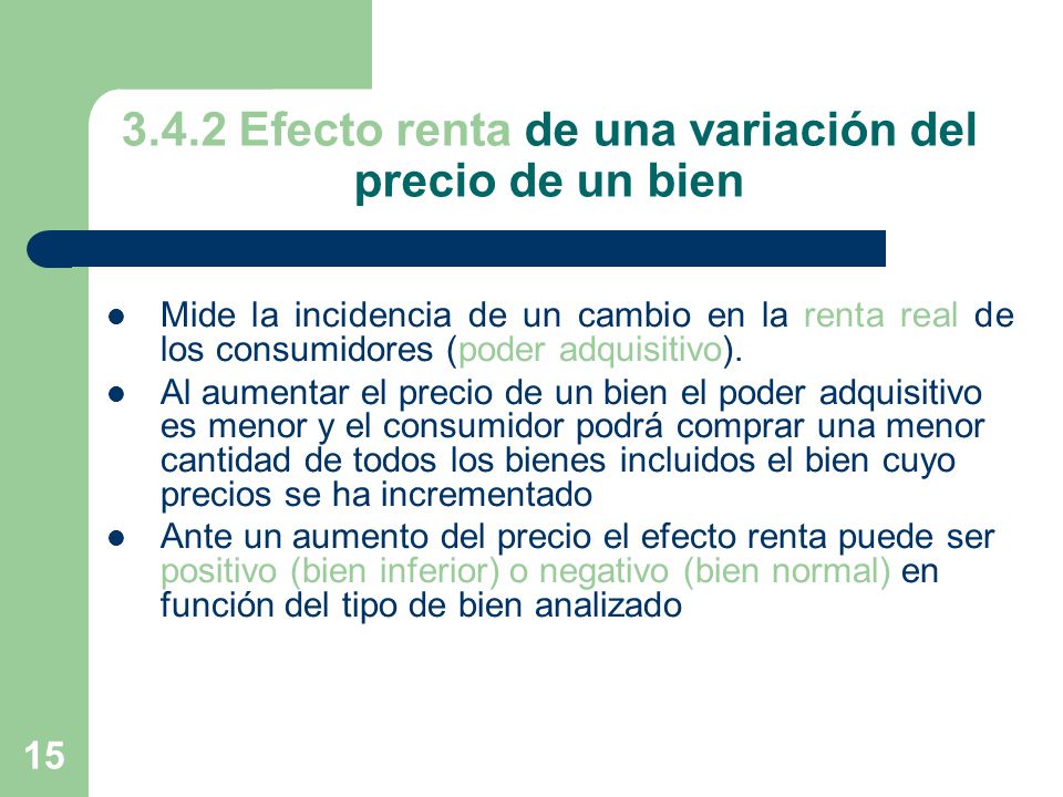 3.4.2 Efecto renta de una variación del precio de un bien