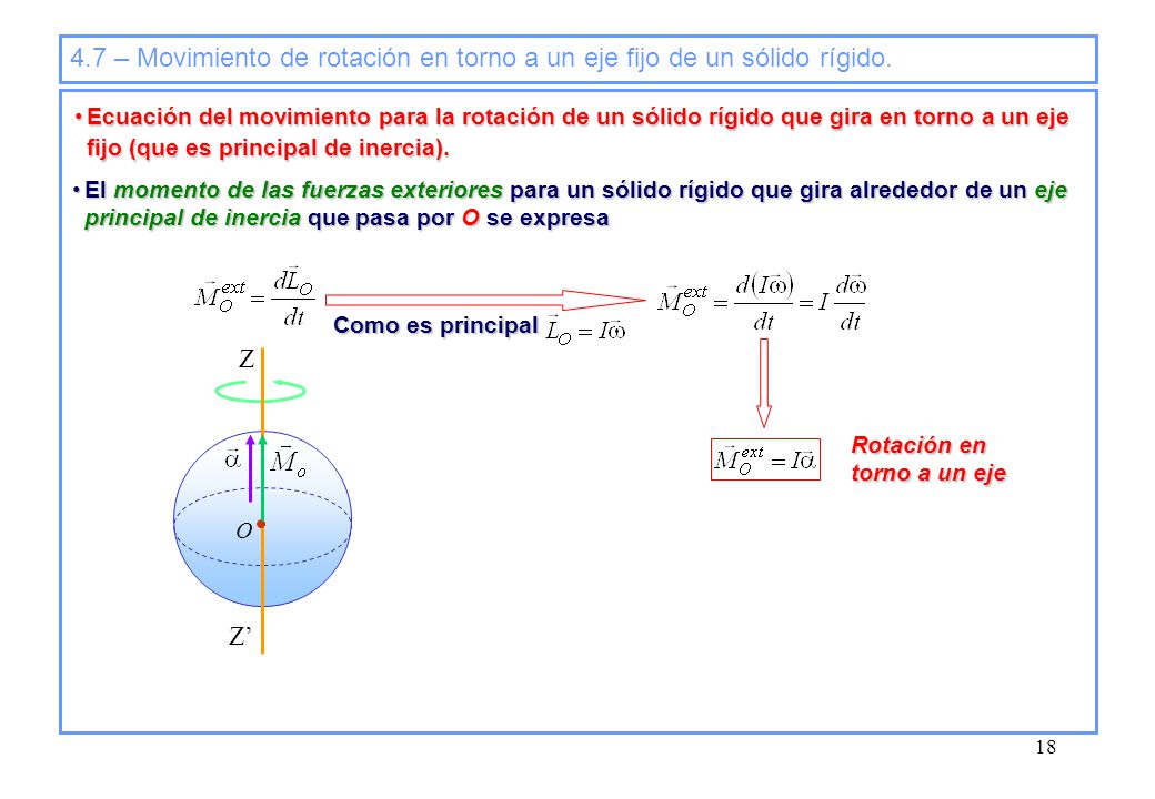 4.7 – Movimiento de rotación en torno a un eje fijo de un sólido rígido.