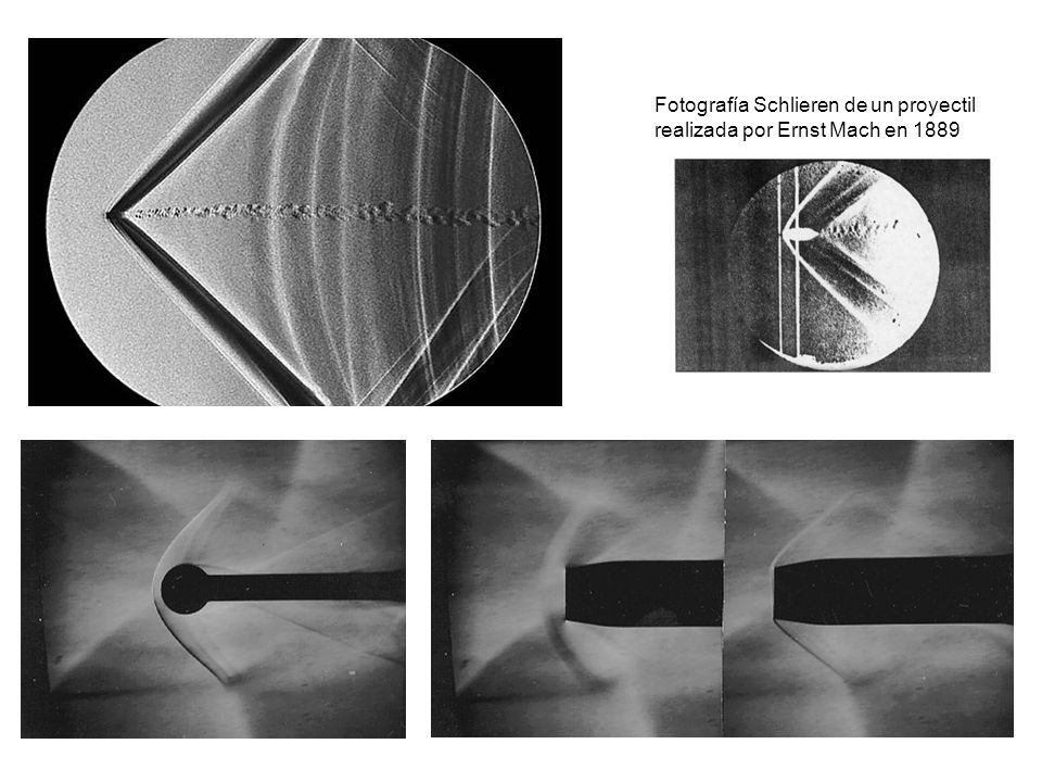 Fotografía Schlieren de un proyectil realizada por Ernst Mach en 1889