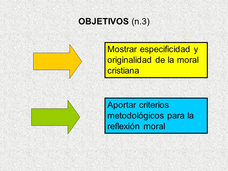 OBJETIVOS (n.3) Mostrar especificidad y originalidad de la moral cristiana.