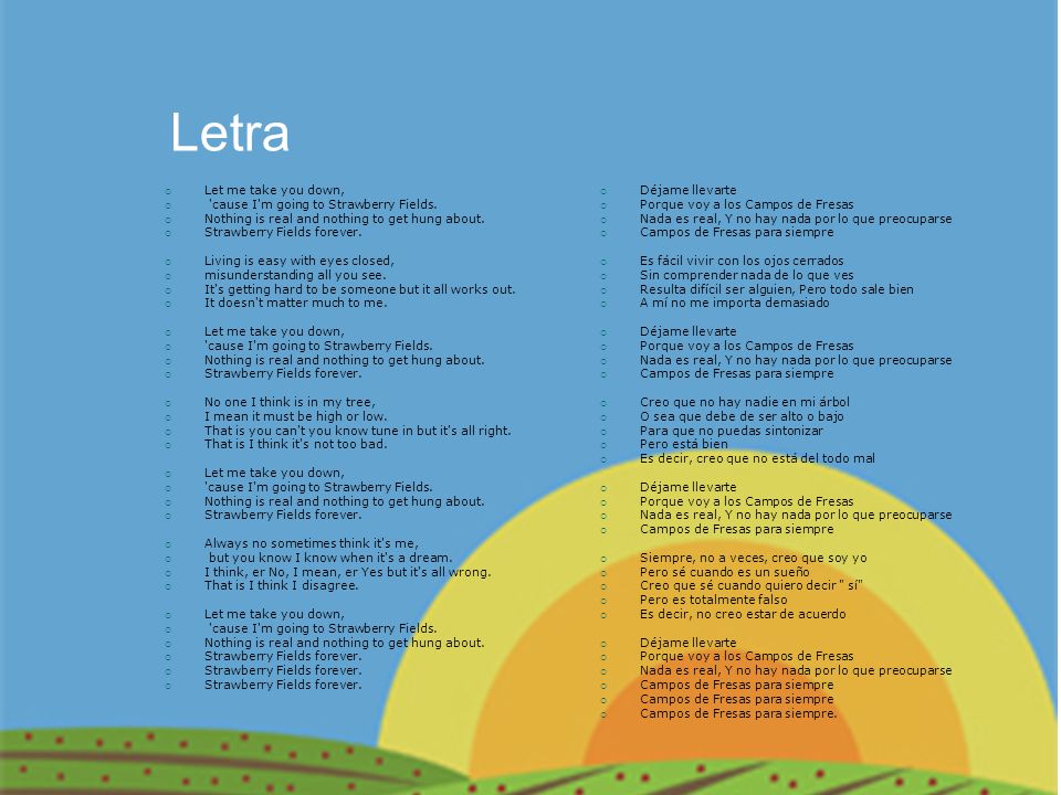 Letra Let me take you down, cause I m going to Strawberry Fields.