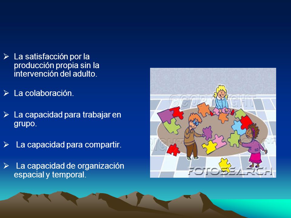 La satisfacción por la producción propia sin la intervención del adulto.