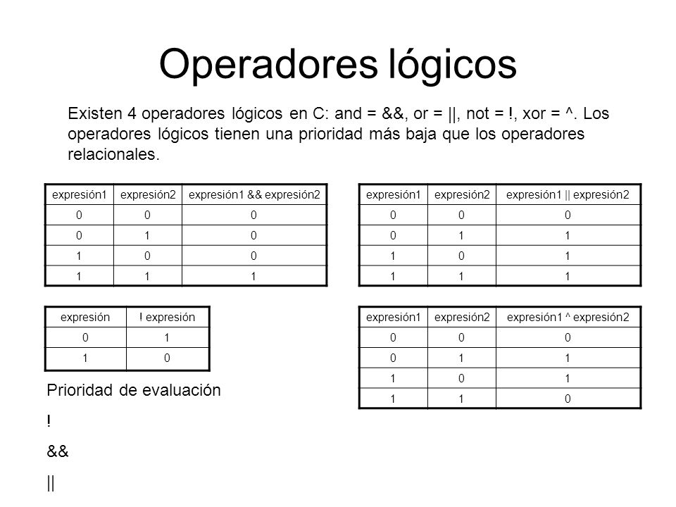 Operadores lógicos