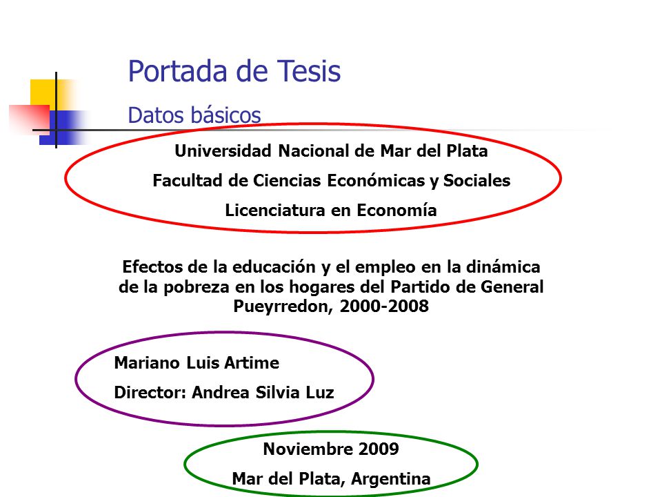 Portada de Tesis Datos básicos Universidad Nacional de Mar del Plata