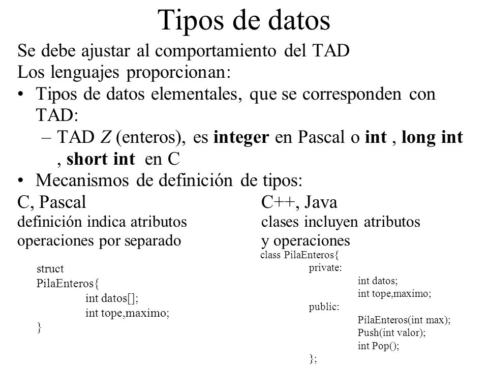 TAD Dominio abstracto de valores + Operaciones sobre el dominio
