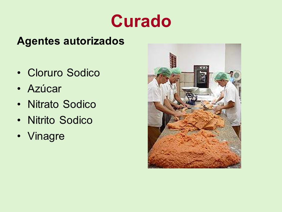 Curado Agentes autorizados Cloruro Sodico Azúcar Nitrato Sodico