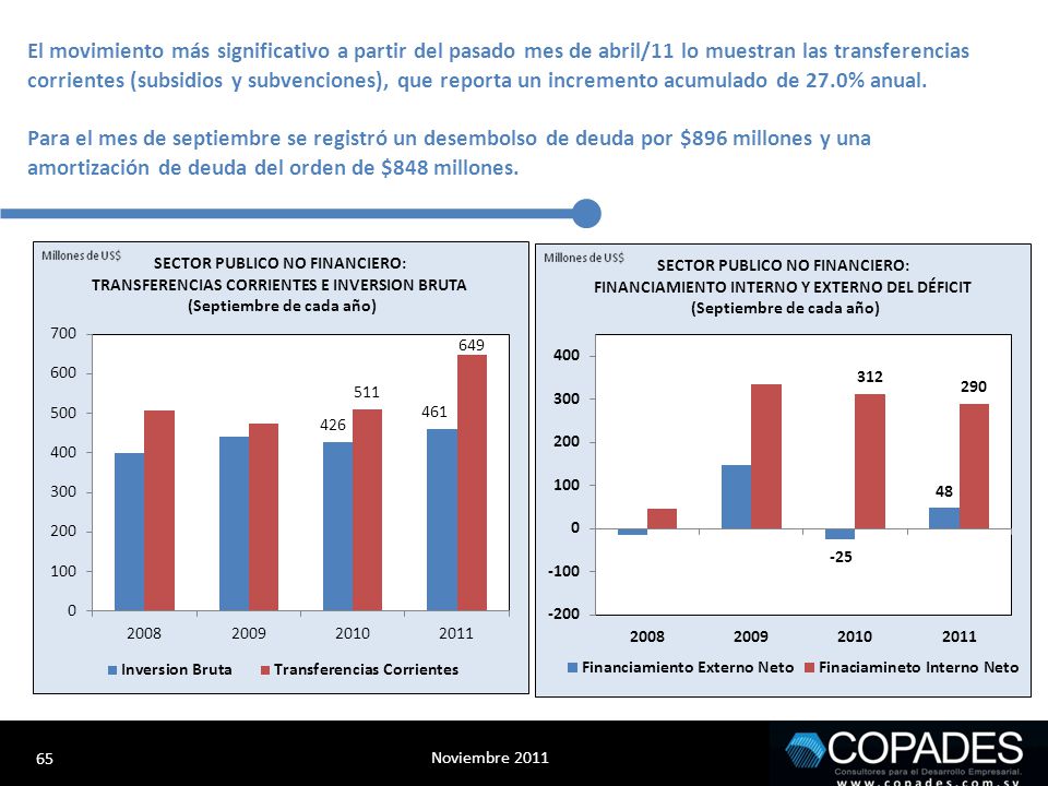 El movimiento más significativo a partir del pasado mes de abril/11 lo muestran las transferencias corrientes (subsidios y subvenciones), que reporta un incremento acumulado de 27.0% anual.