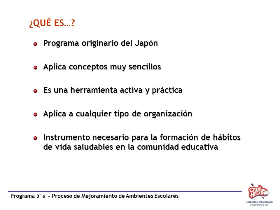 ¿QUÉ ES… Programa originario del Japón Aplica conceptos muy sencillos