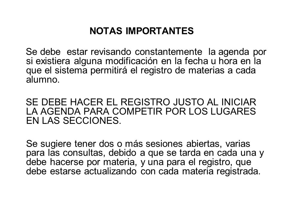NOTAS IMPORTANTES