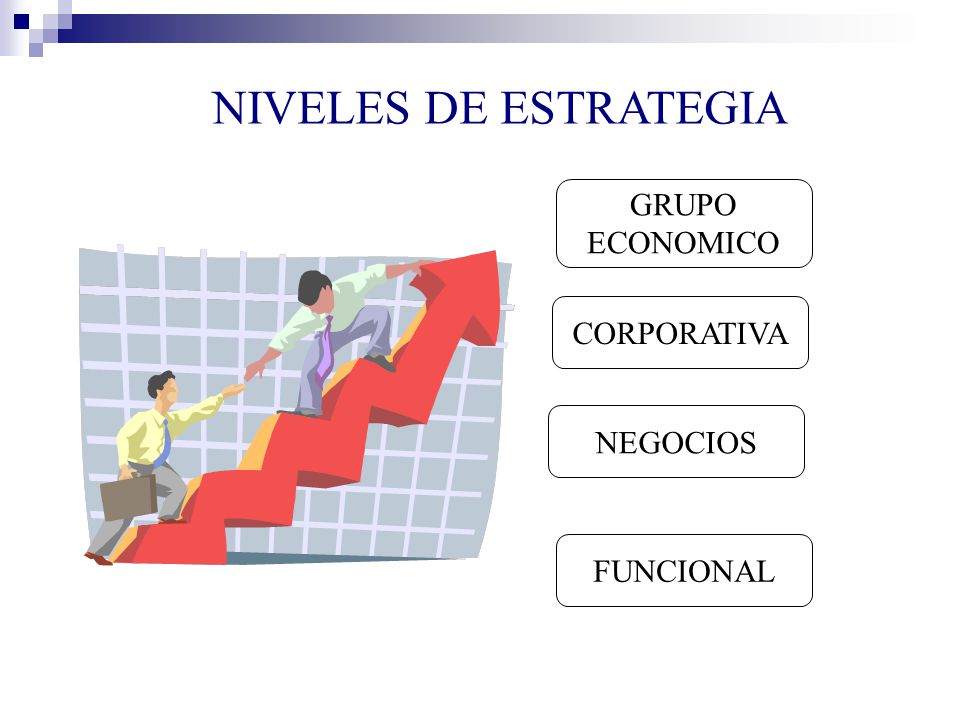 NIVELES DE ESTRATEGIA GRUPO ECONOMICO CORPORATIVA NEGOCIOS FUNCIONAL