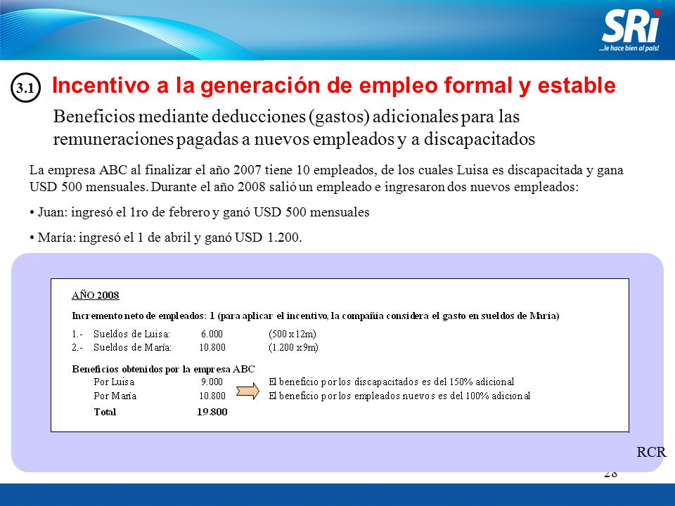 Incentivo a la generación de empleo formal y estable