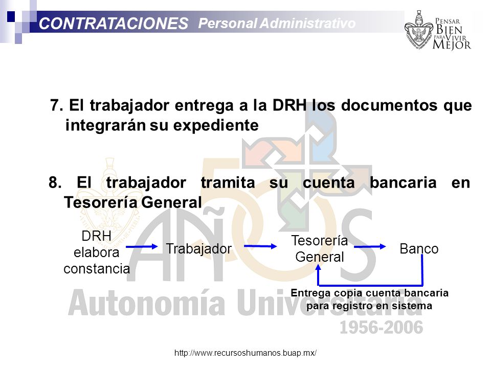 8. El trabajador tramita su cuenta bancaria en Tesorería General
