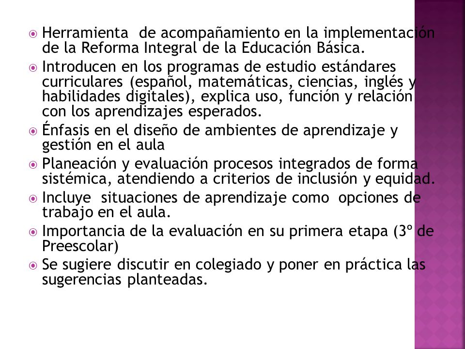Herramienta de acompañamiento en la implementación de la Reforma Integral de la Educación Básica.