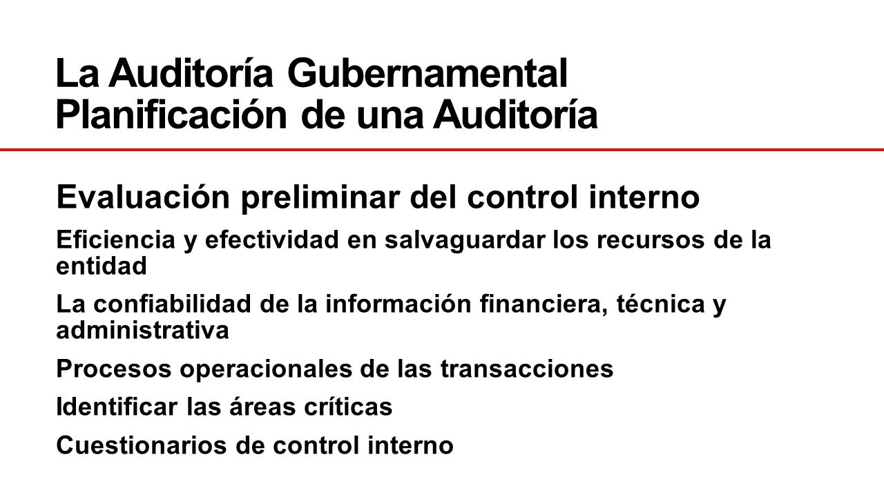 La Auditoría Gubernamental Planificación de una Auditoría