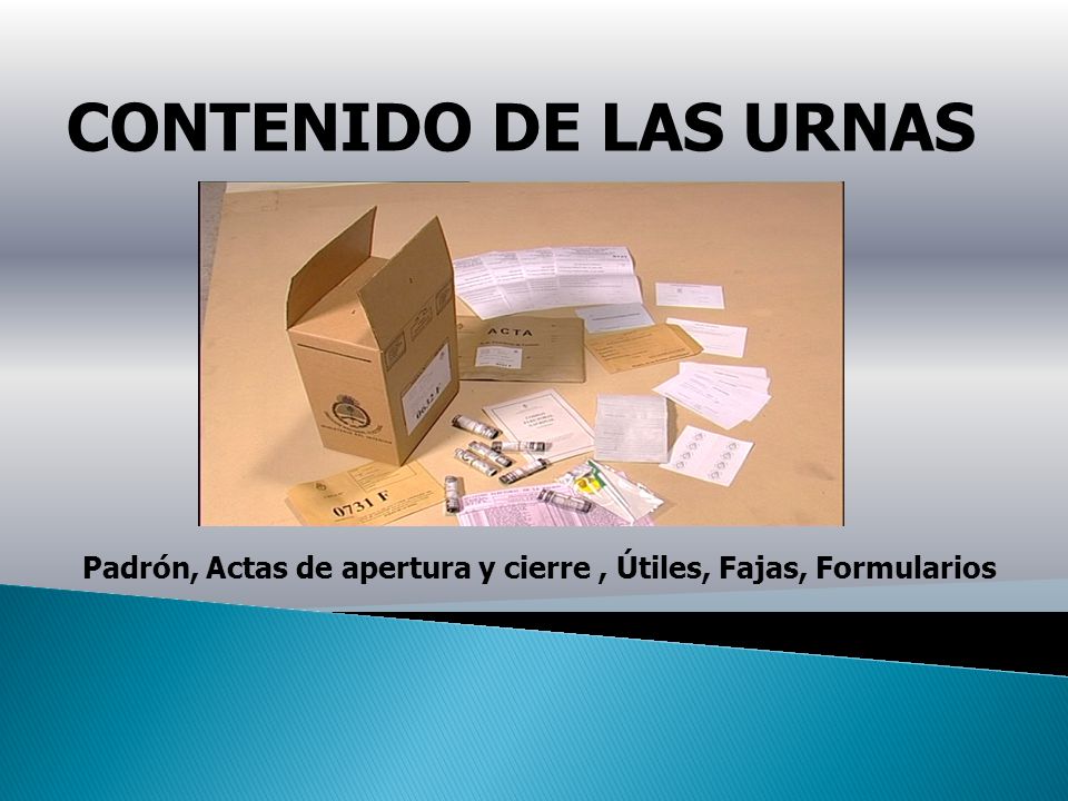 Padrón, Actas de apertura y cierre , Útiles, Fajas, Formularios