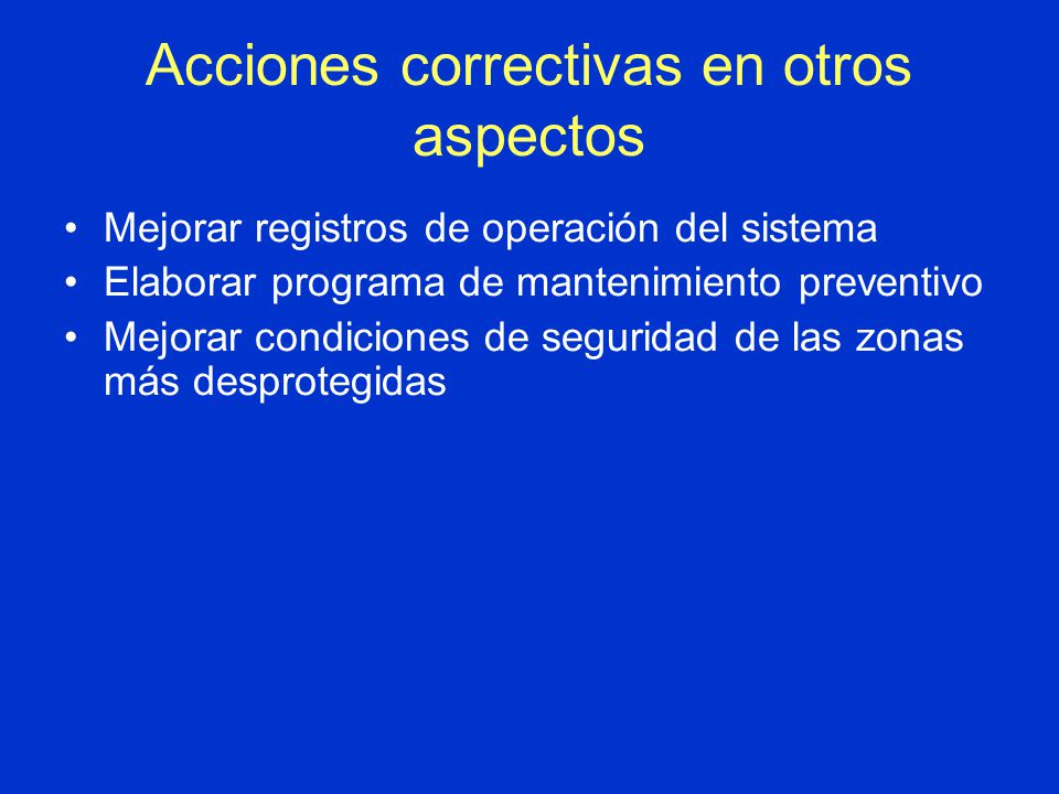 Acciones correctivas en otros aspectos