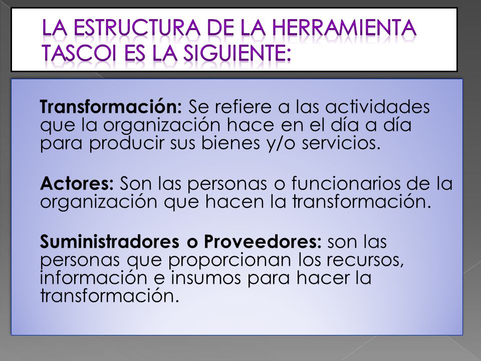 LA ESTRUCTURA DE LA HERRAMIENTA TASCOI ES LA SIGUIENTE: