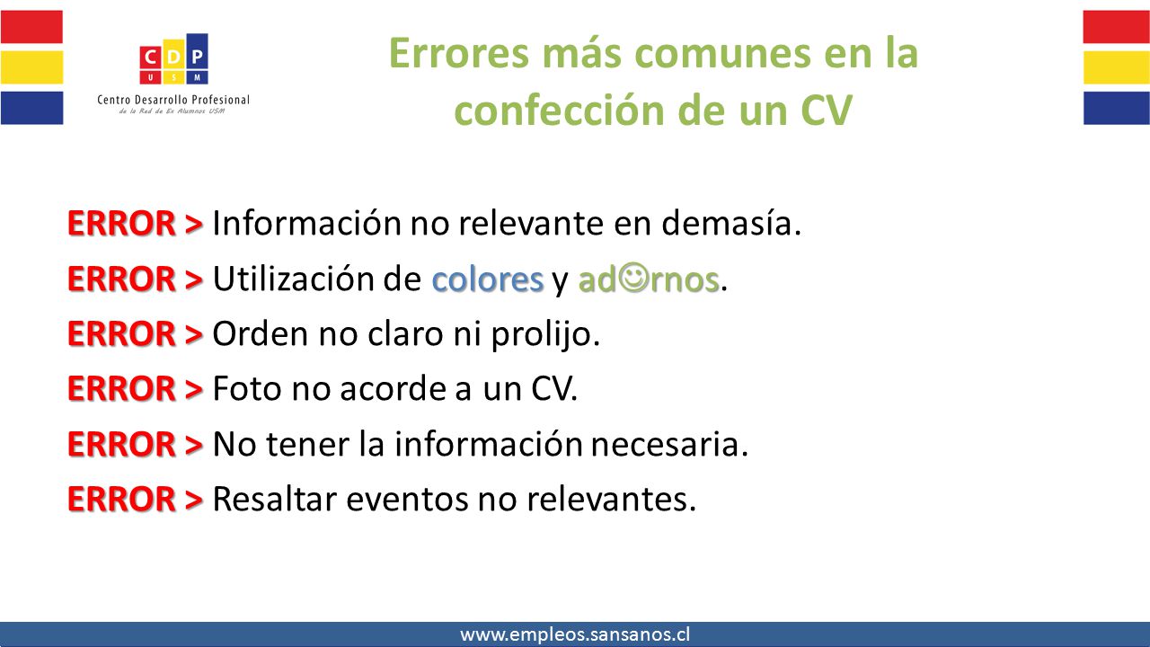 Errores más comunes en la confección de un CV