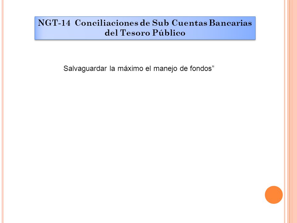 NGT-14 Conciliaciones de Sub Cuentas Bancarias del Tesoro Público