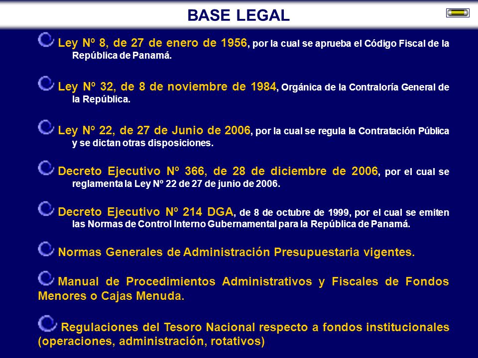 BASE LEGAL Ley Nº 8, de 27 de enero de 1956, por la cual se aprueba el Código Fiscal de la República de Panamá.