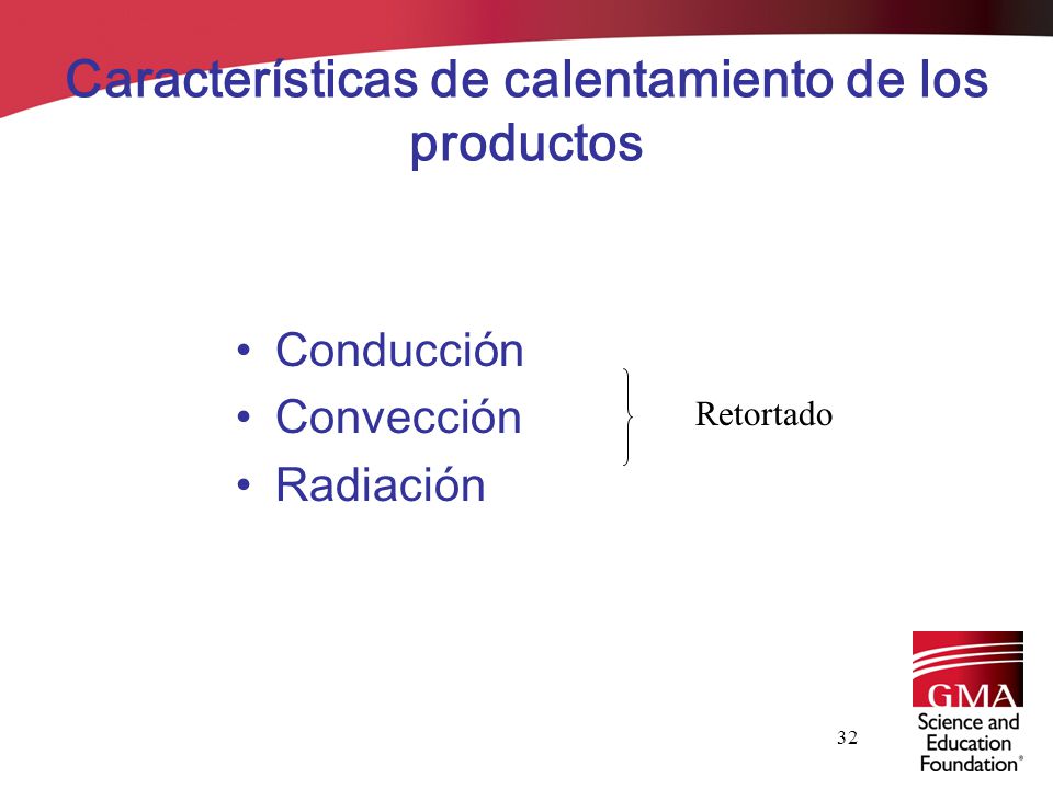 Características de calentamiento de los productos