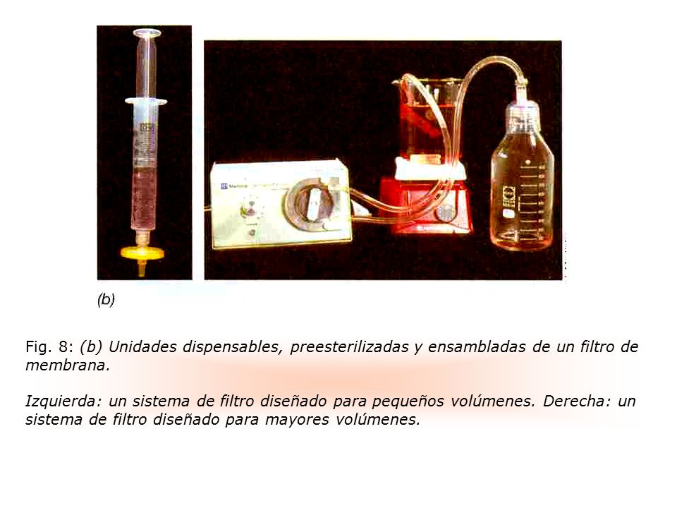 Fig. 8: (b) Unidades dispensables, preesterilizadas y ensambladas de un filtro de membrana.